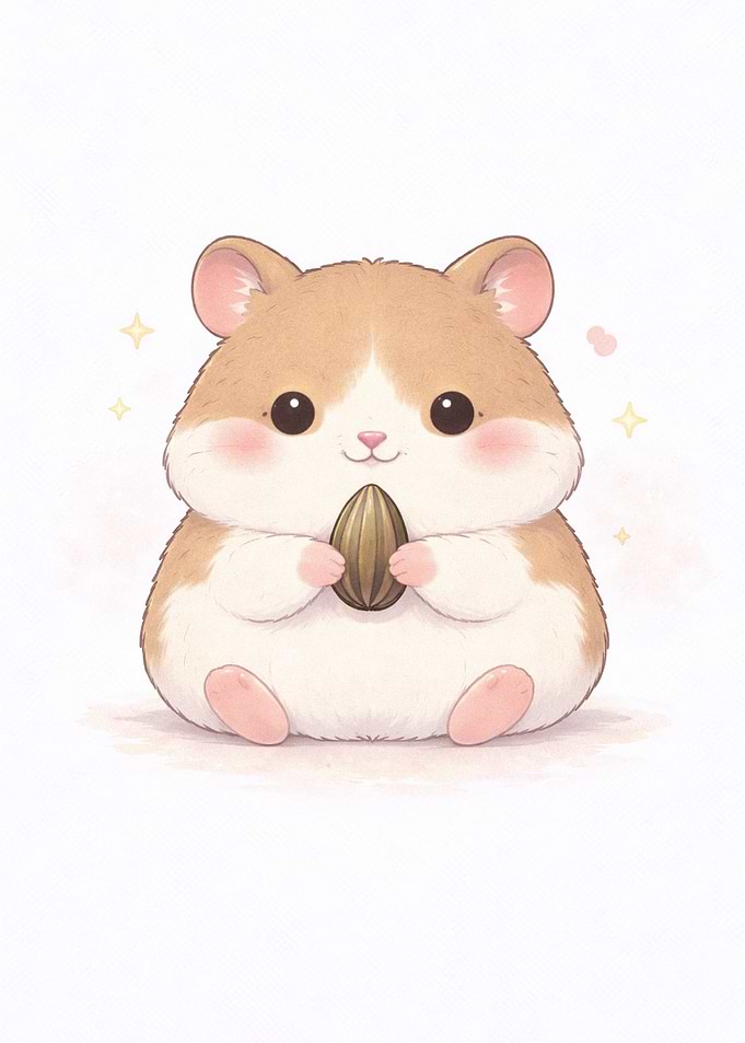 Cute Hamster Holding a Sunflower Seed