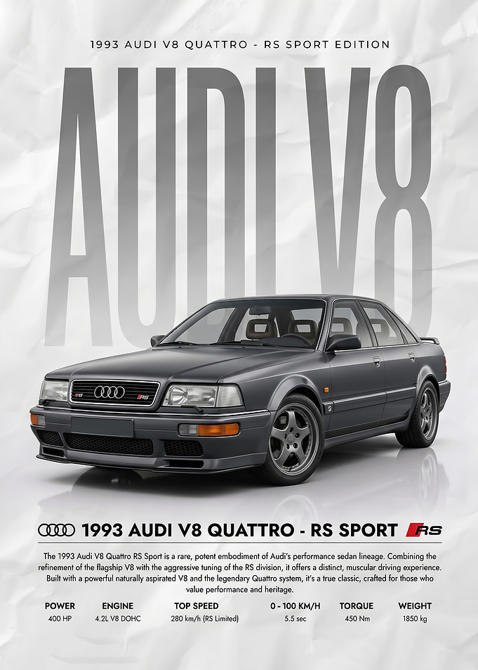 gray 1993 Audi V8 Quattro RS Sport