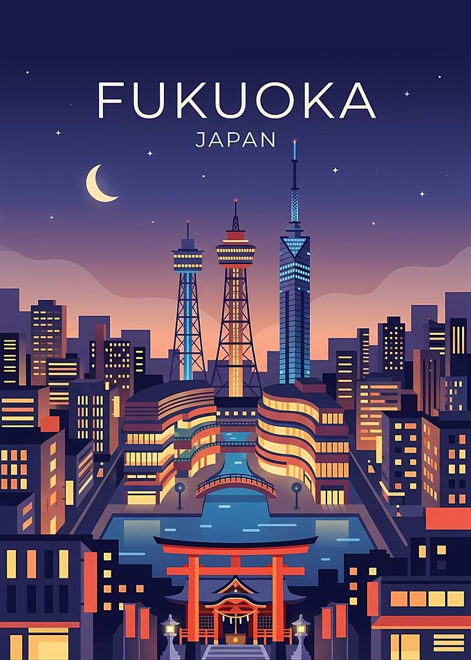 Fukuoka Cityscape at Night