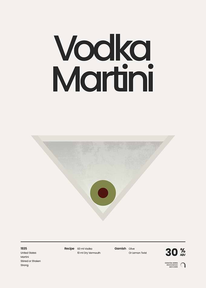 Vodka Martini Cocktail Minimalist Poster