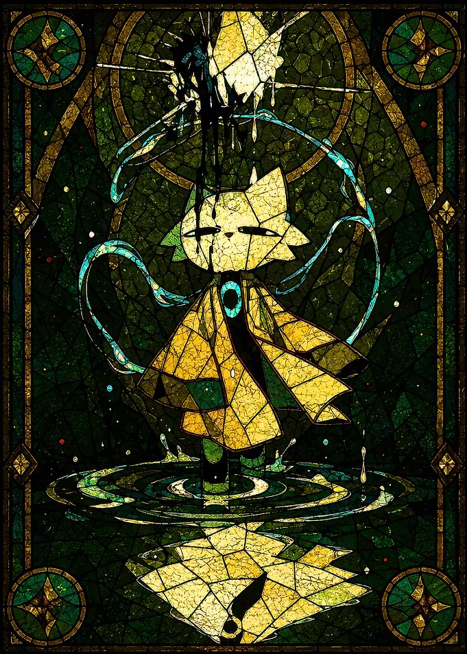 Stained Glass Cat Character