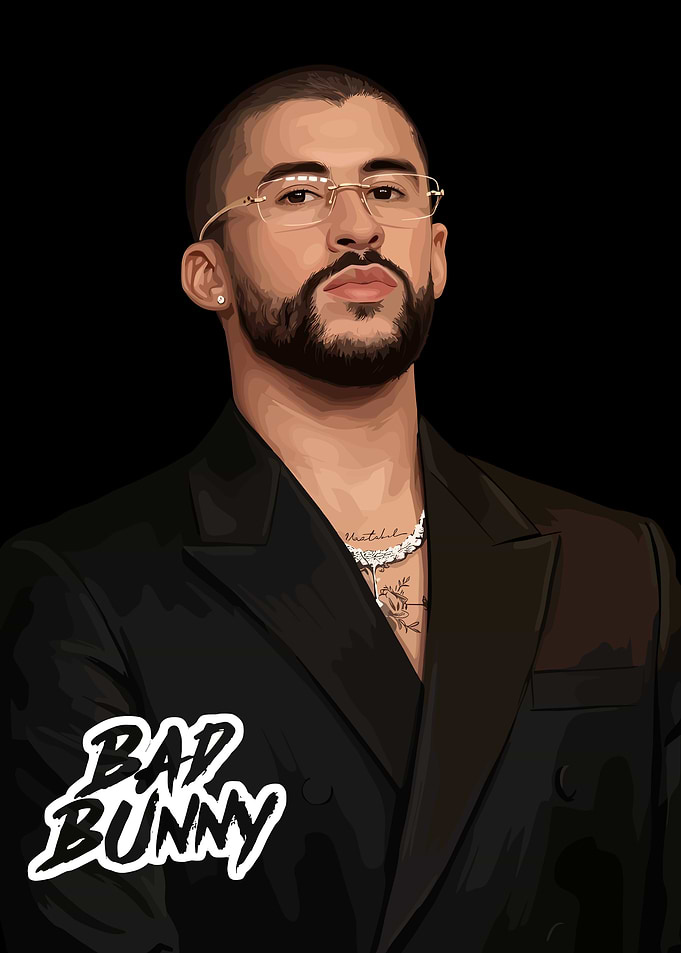 Bad Bunny Digital Art Portrait