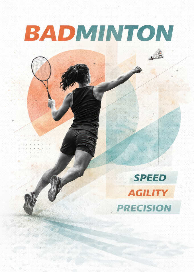 Badminton Player in Action - Sport Collage