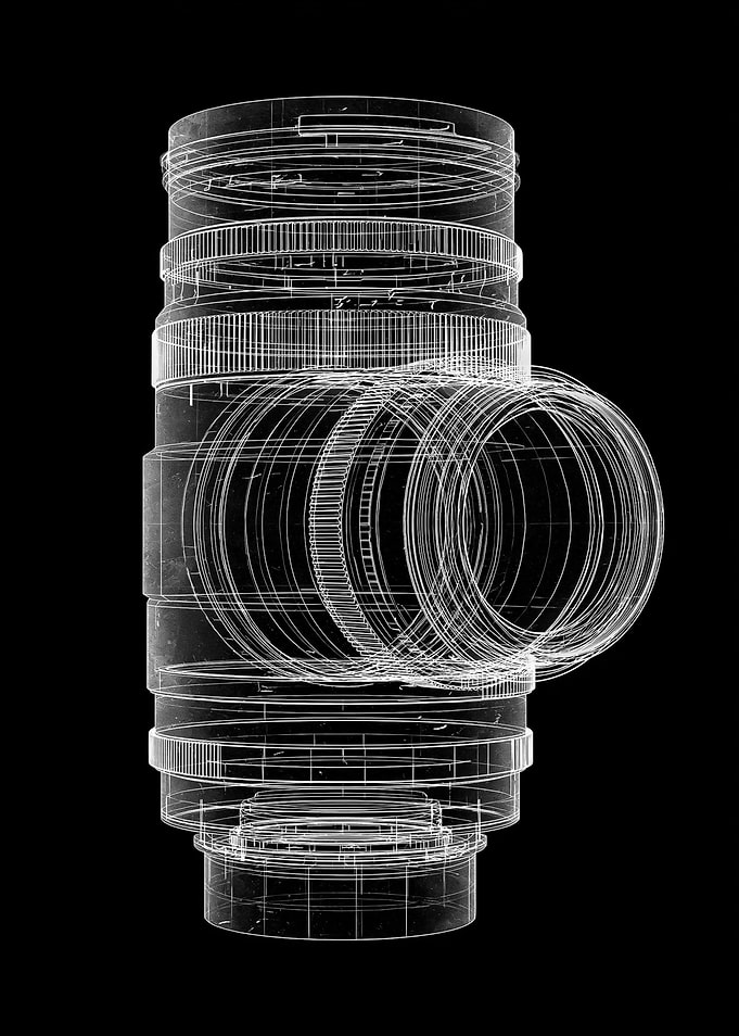 Camera Lens Wireframe Blueprint