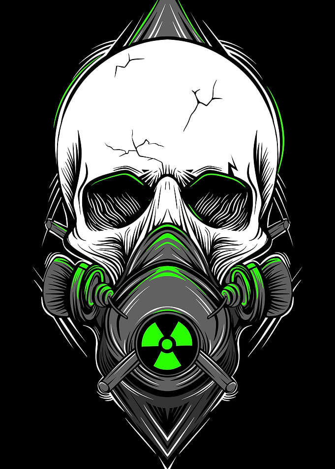 Skull with Gas Mask and Radiation Symbol