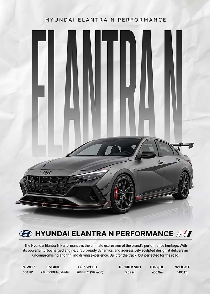 gray Hyundai Elantra N Performance Car