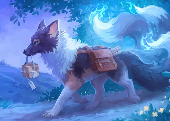 Fantasy Fox Carrying a Package