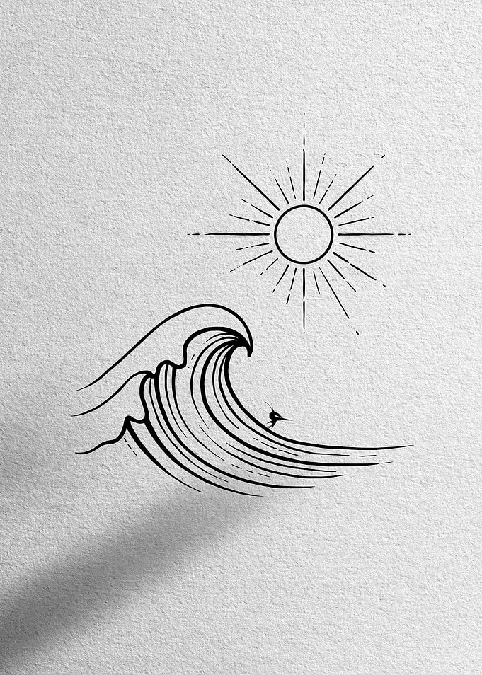 Surfer riding a wave under the sun