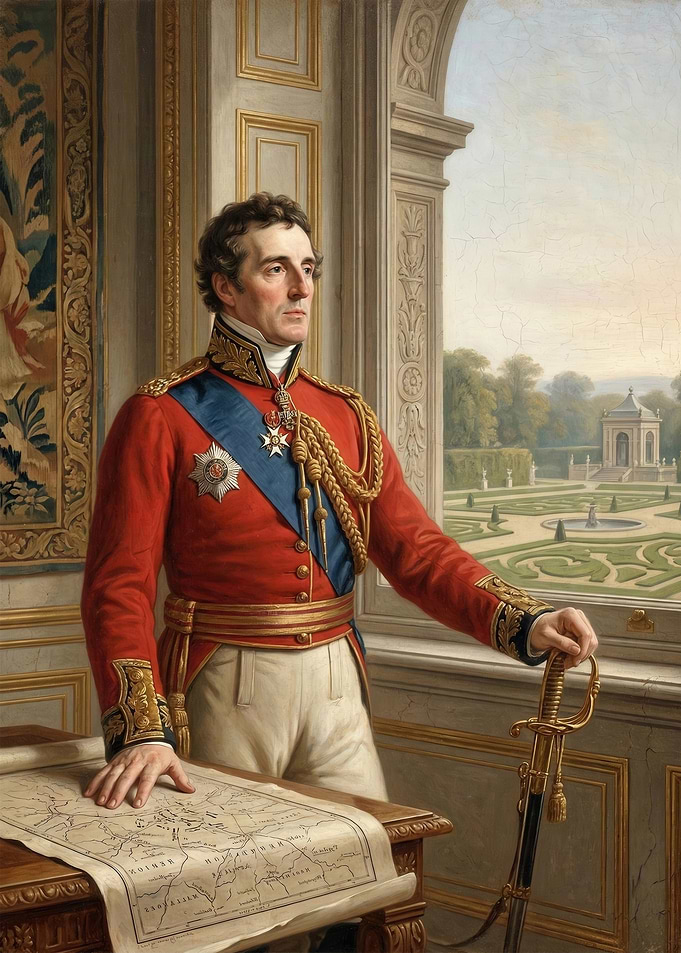 Portrait of a arthur wellsley Military Officer with a Map