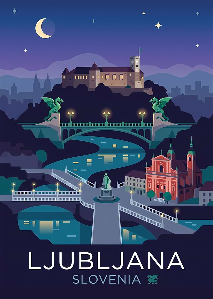 Ljubljana Cityscape at Night