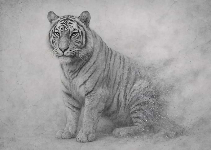 Tiger Dissolving into Dust
