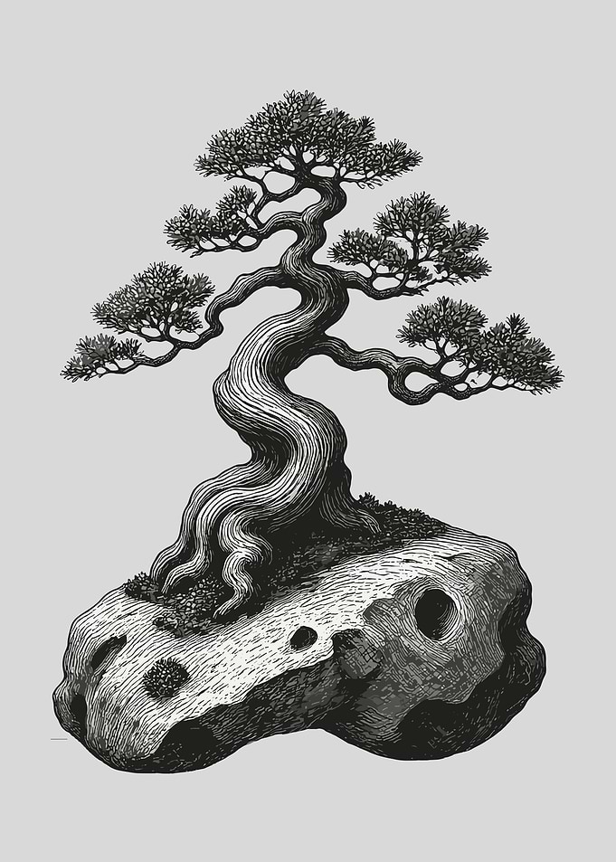 Bonsai Tree on Rock
