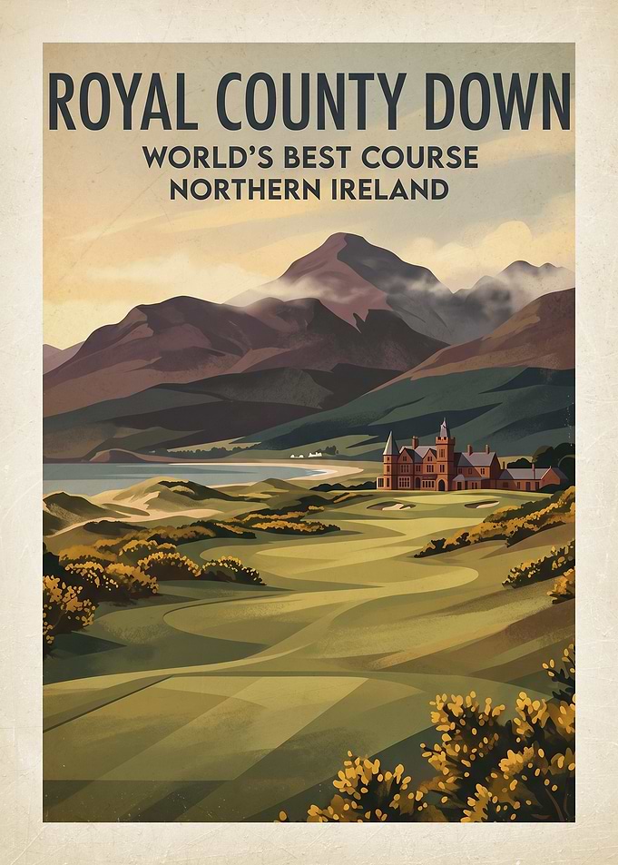 Royal County Down Golf Course Vintage Poster