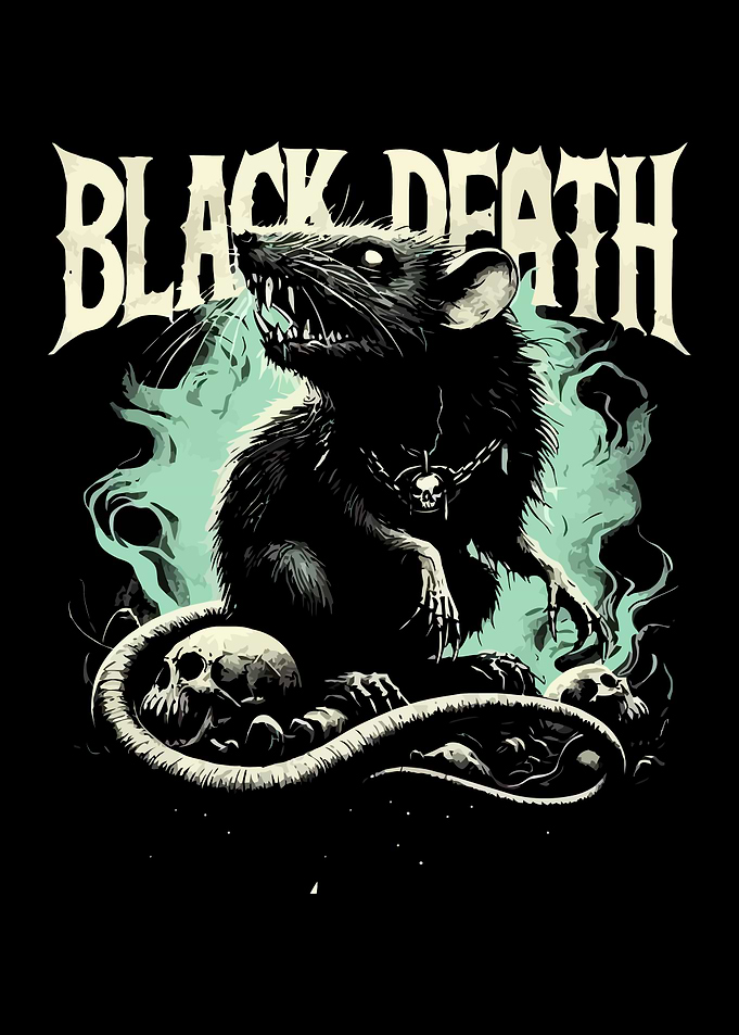 Black Death Rat with Skulls