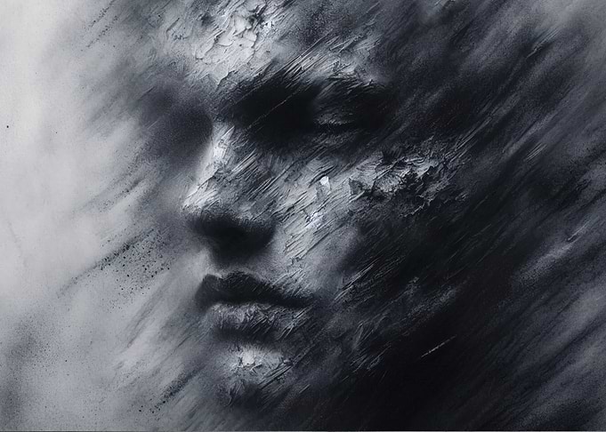 Abstract Face in Monochrome