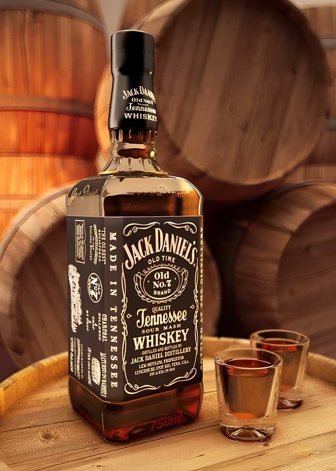 Jack Daniel's Whiskey Bottle and Glasses