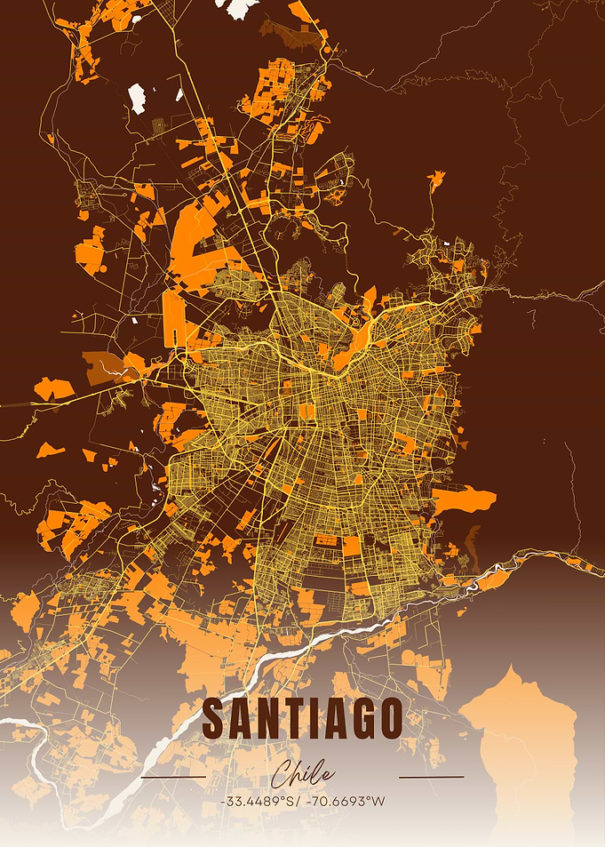 Santiago Chile Map Art