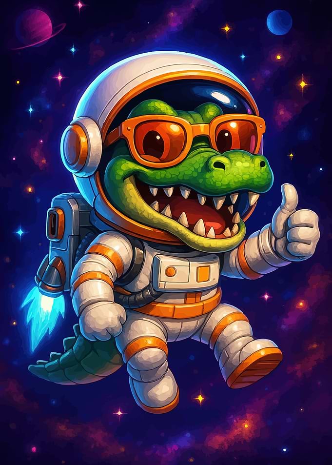 Astronaut Alligator Giving Thumbs Up