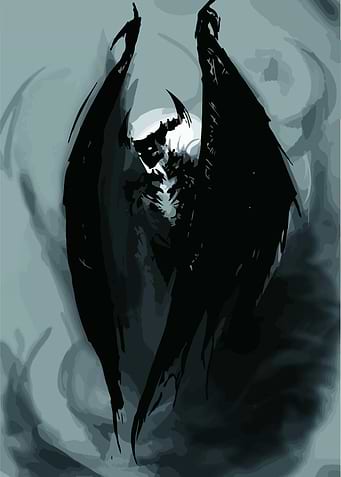 Dark Angel with Black Wings