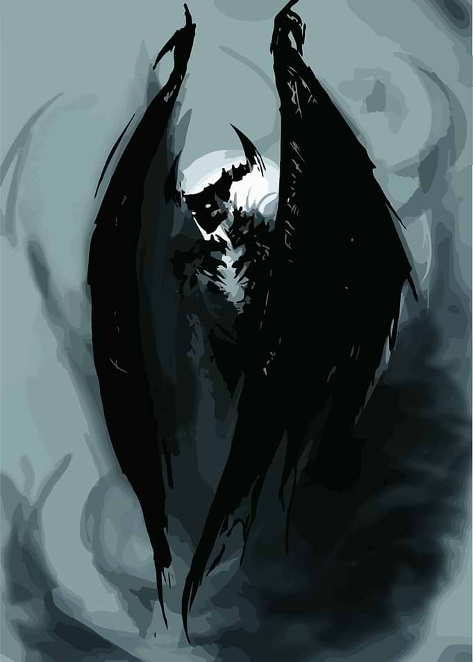 Dark Angel with Black Wings