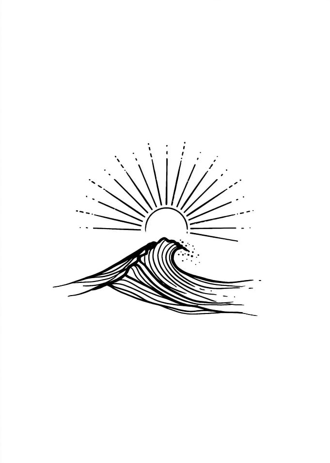 Minimalist Wave and Sun Illustration