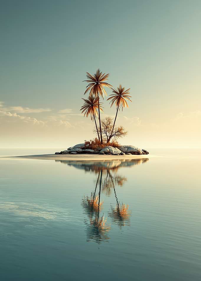 Tropical Island Paradise Reflection