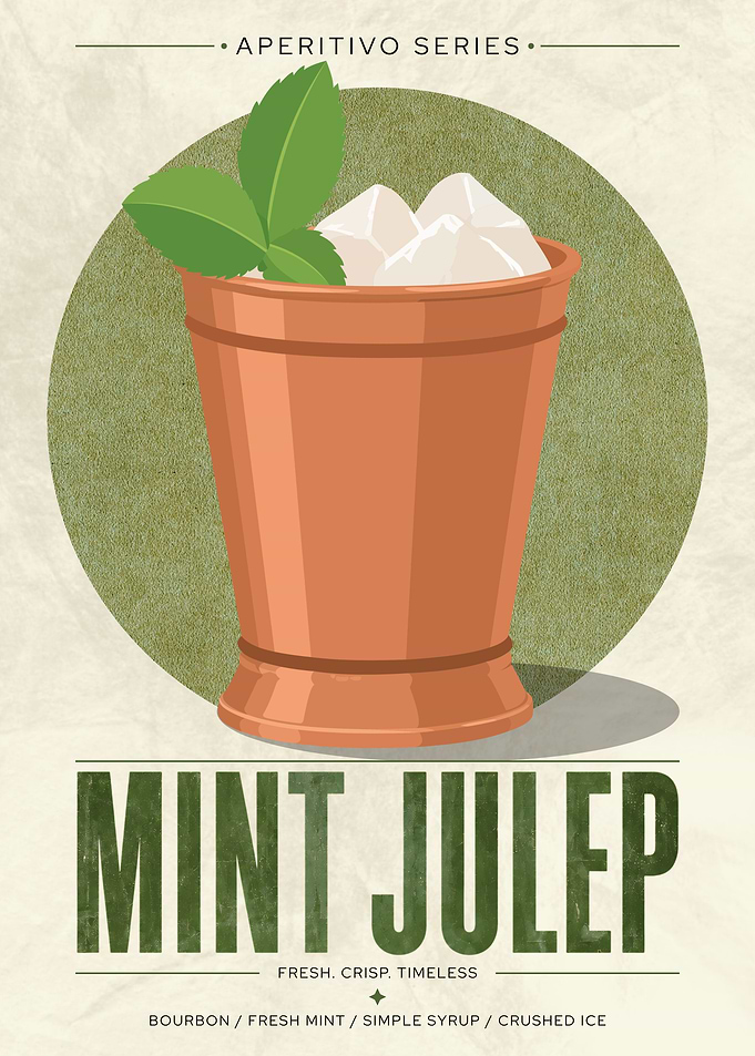 Mint Julep Aperitivo Poster – Vintage Minimalist Bourbon Wall Art