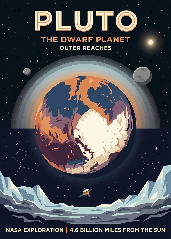 Pluto Dwarf Planet NASA Exploration Poster