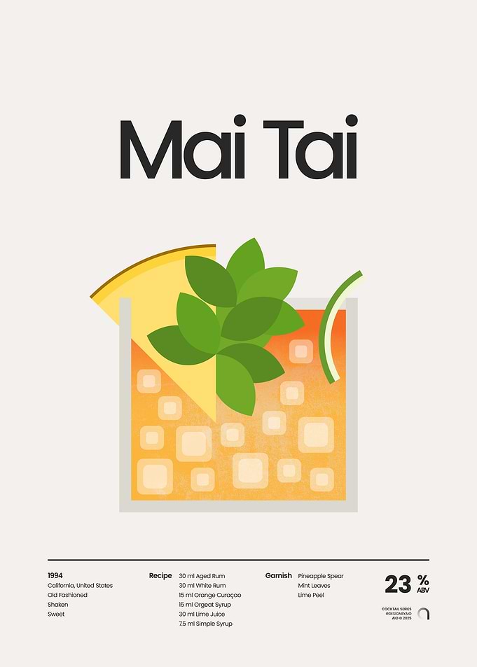 Mai Tai Cocktail Illustration