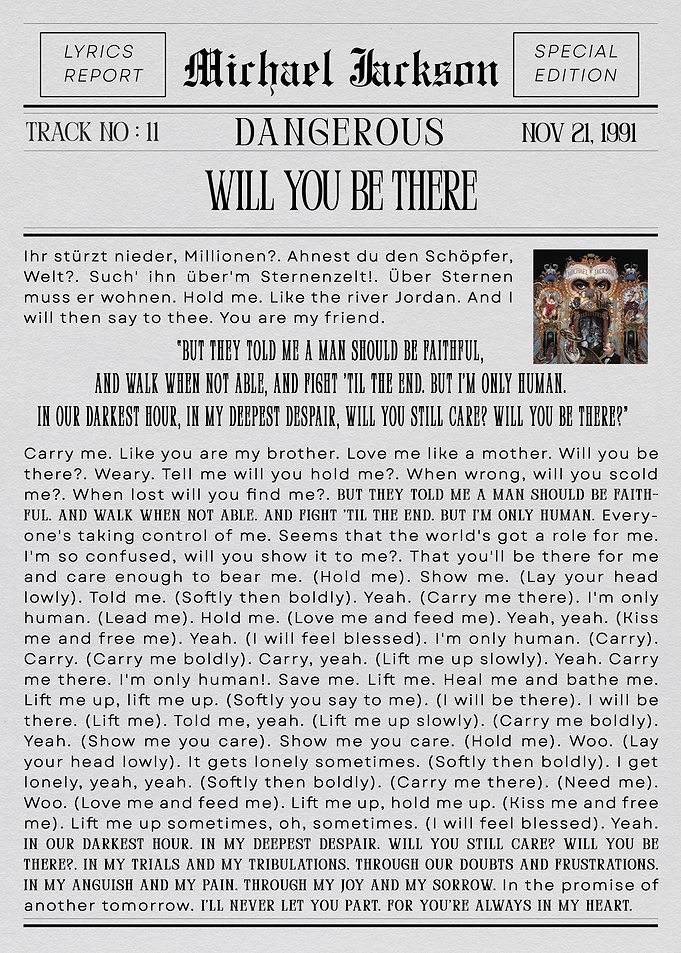 Michael Jackson WILL YOU BE THERE