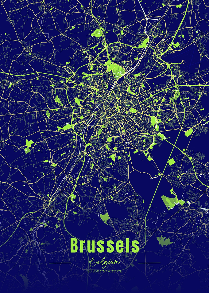 Brussels Belgium Map Art