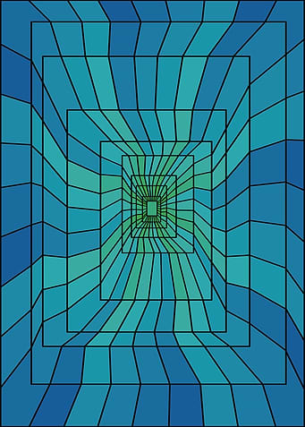 Abstract Geometric Tunnel of Blue and Green
