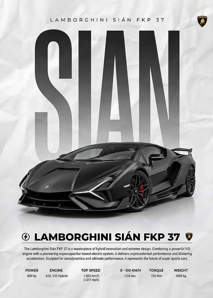 striking Lamborghini Sián FKP 37 Poster