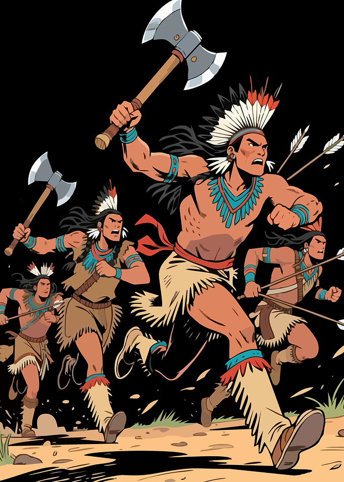 Native American Warriors Charging