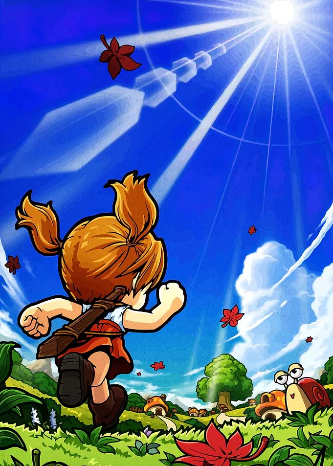 Girl Running Through Autumn Landscape