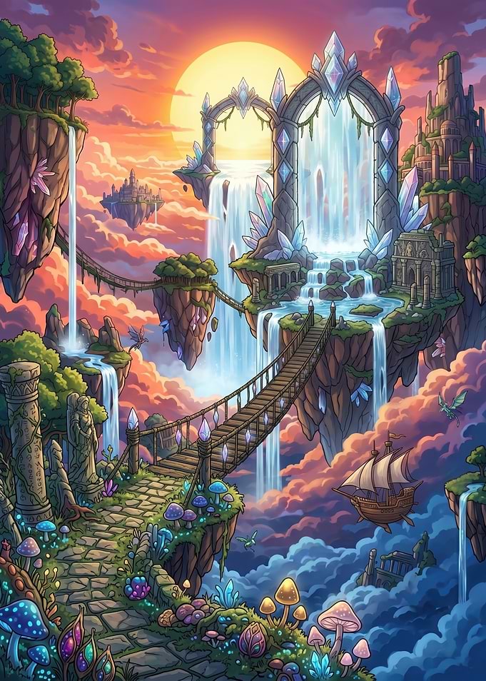 Magical Floating Islands at Sunset