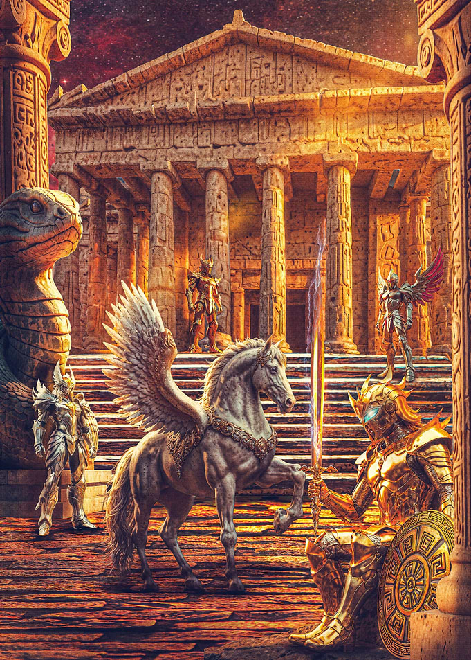 Mythological figures and knights