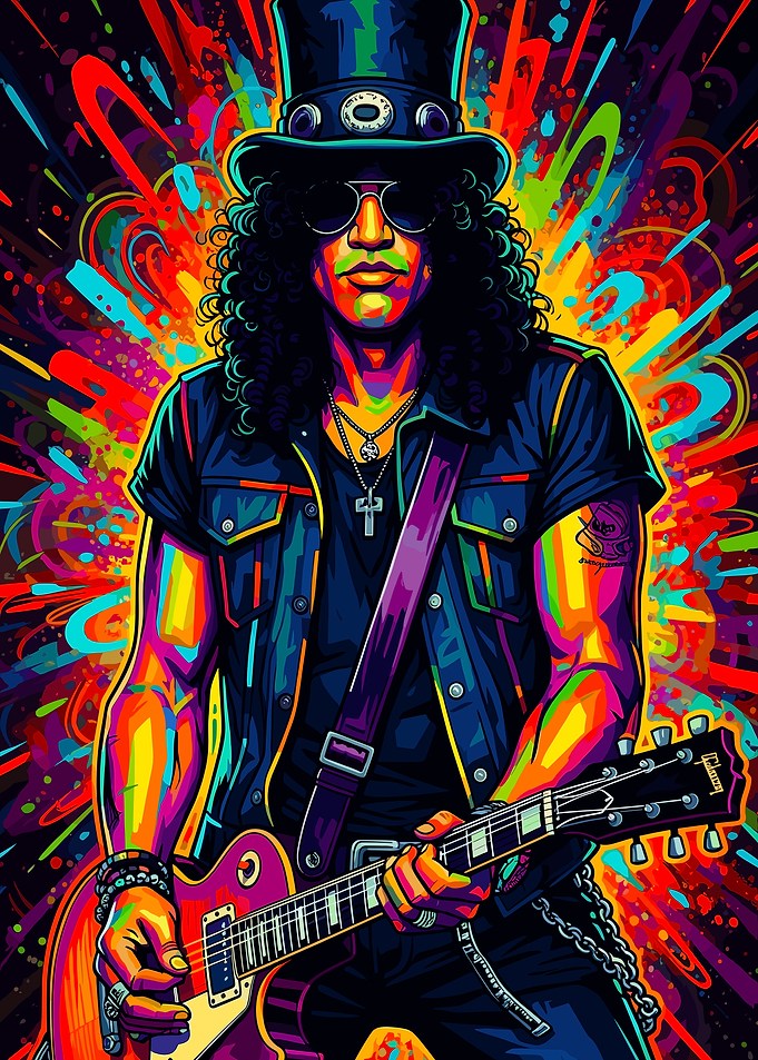 Slash Playing Guitar Pop Art
