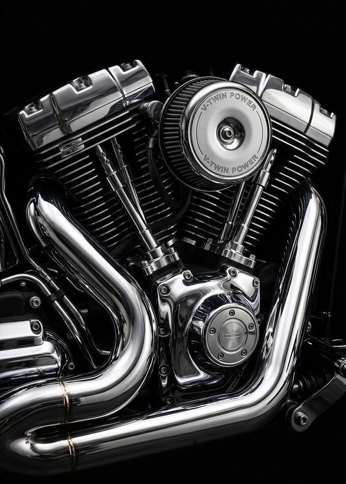 Chrome V-Twin Motorcycle Engine