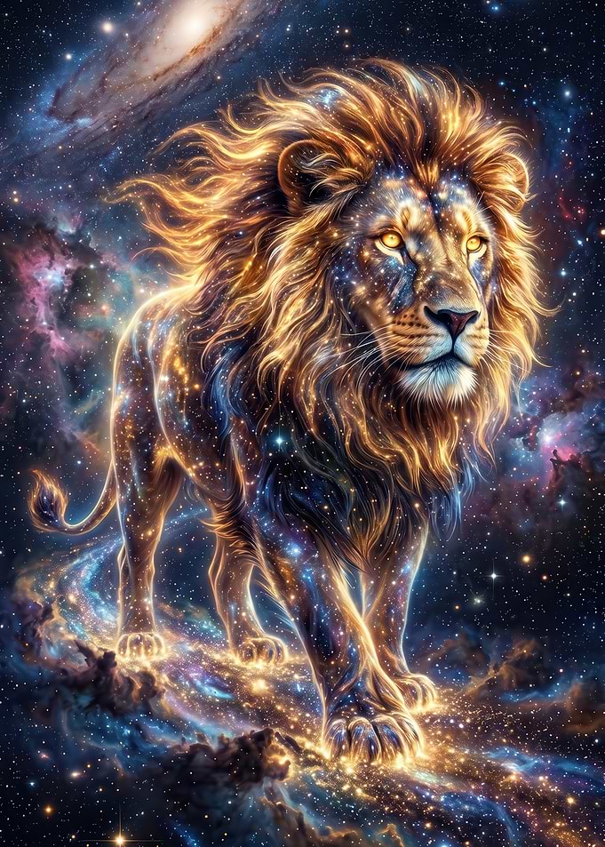 Cosmic Lion in Nebula