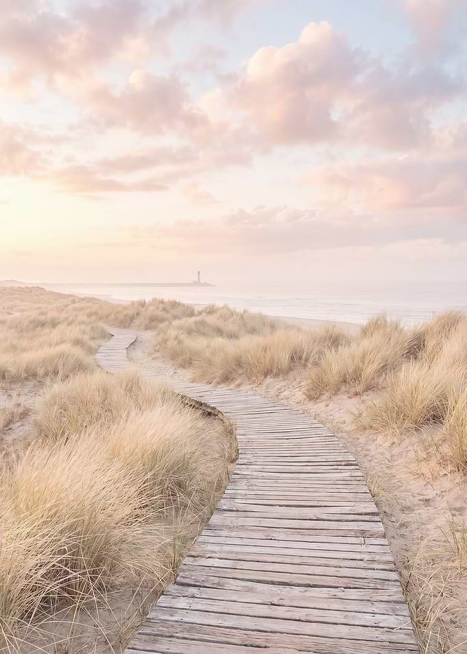 Wooden Path Through Dunes to Lighthouse