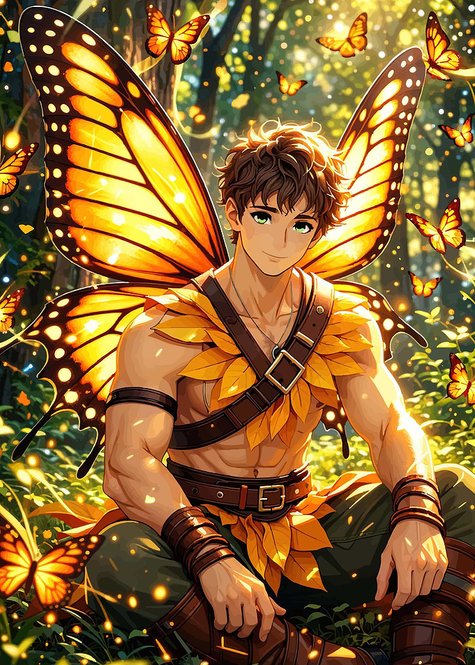 Fairy Boy with Butterfly Wings