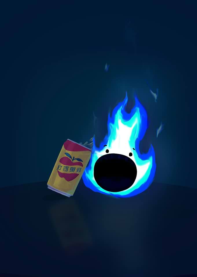 Thirsty Blue Flame Drinking