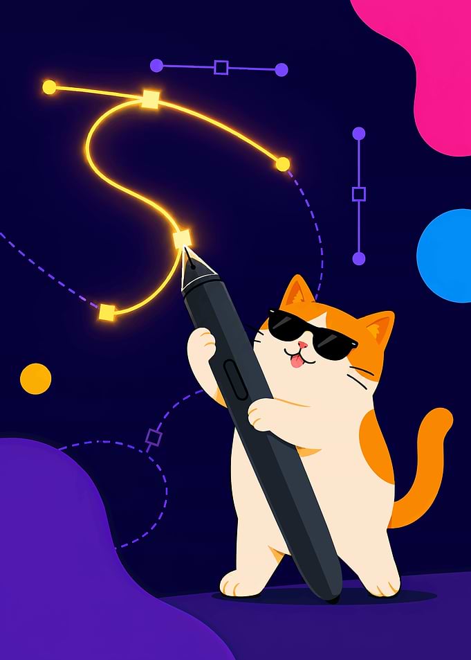 Cool Cat Drawing with Stylus