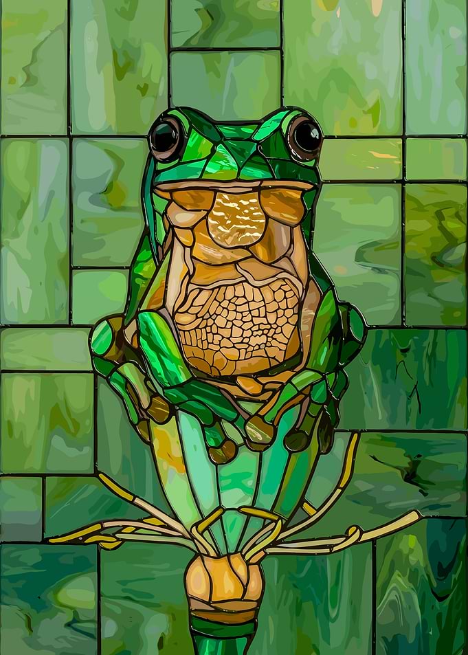 Stained Glass Frog on Flower
