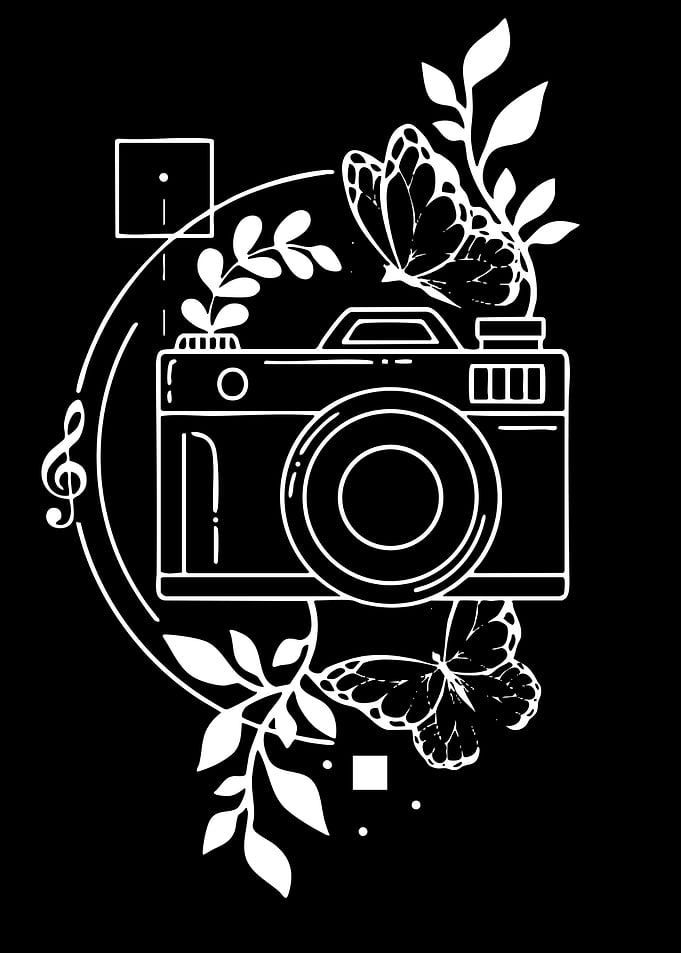 Camera with Butterflies and Leaves