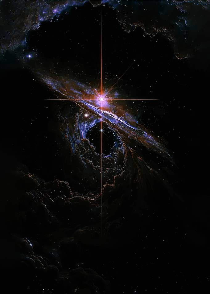 Cosmic Nebula with Bright Star