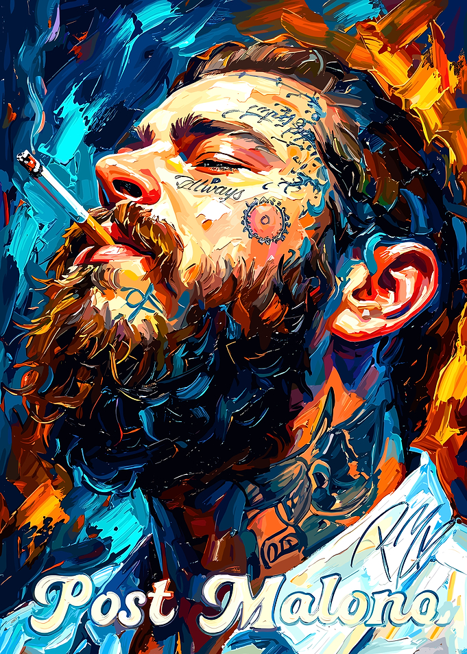 Post Malone Painting with Cigarette