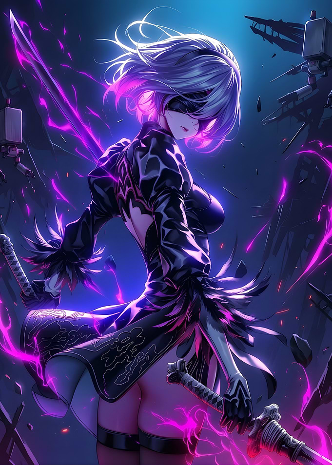 Nier Automata 2B with Purple Energy Sword