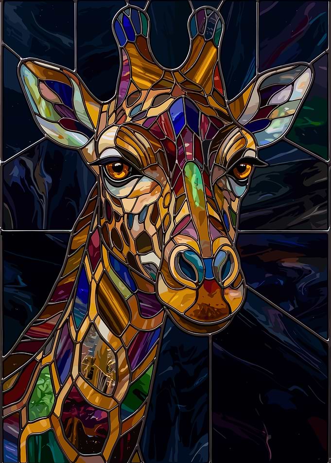 Stained Glass Giraffe Portrait